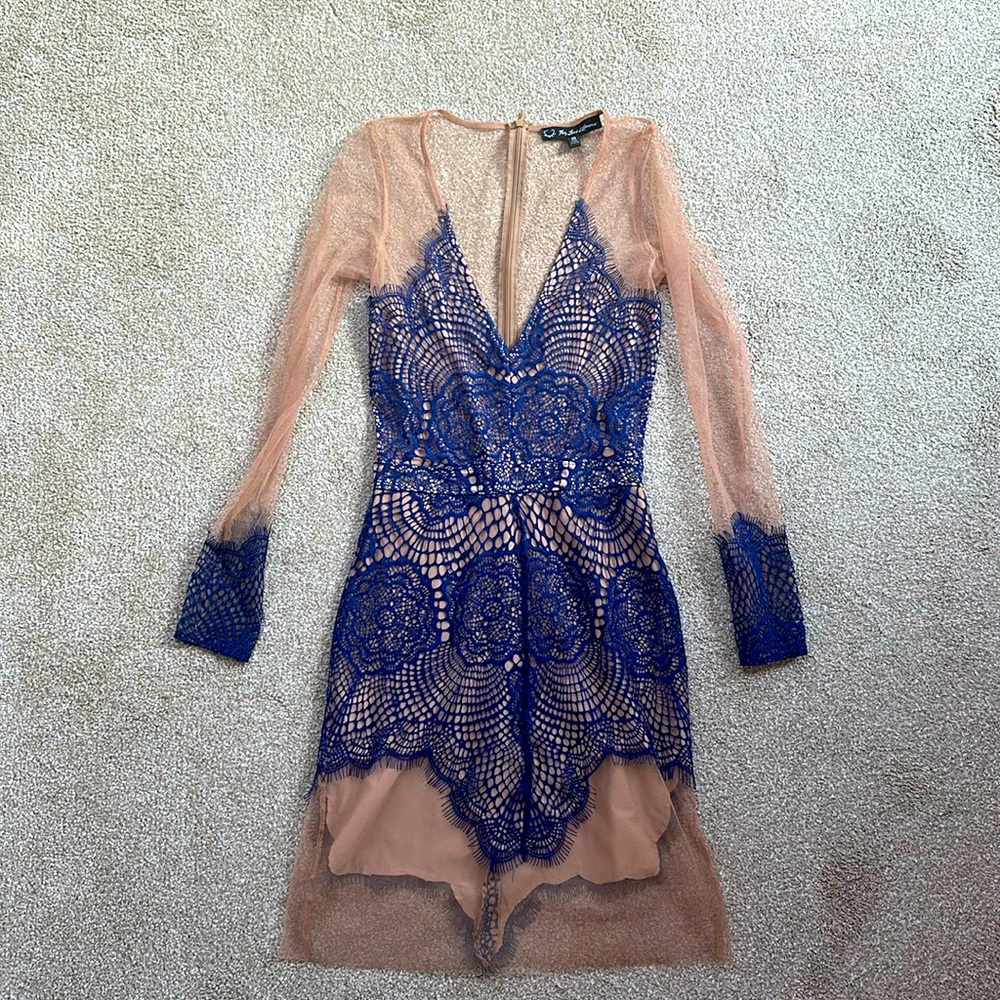 For Love and Lemons Lace dress size small blue nude